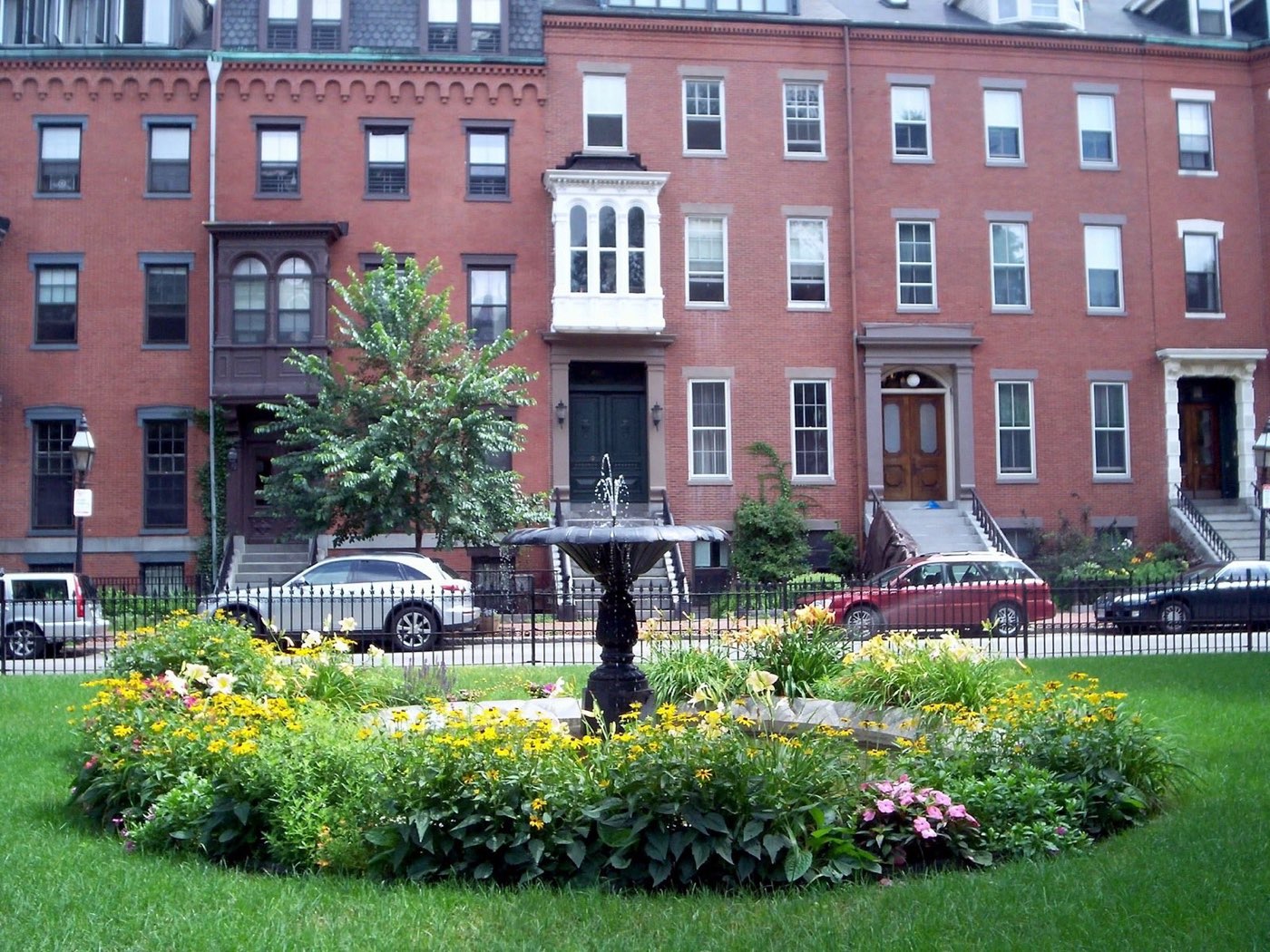 Terrace of historic brick row houses